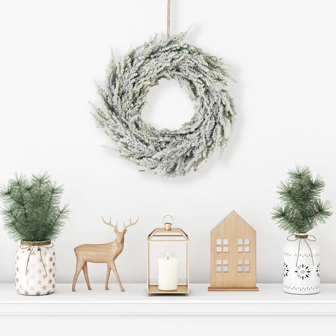 Northlight Heavily Flocked Pine Artificial Christmas Wreath - 11.75" - Unlit